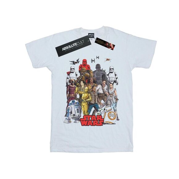 Star Wars Boys The Rise Of Skywalker Character Collage T-Shirt / White - Picture 1 of 3